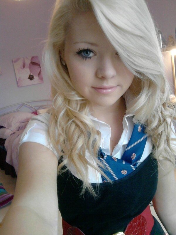 blonde woman in school uniform