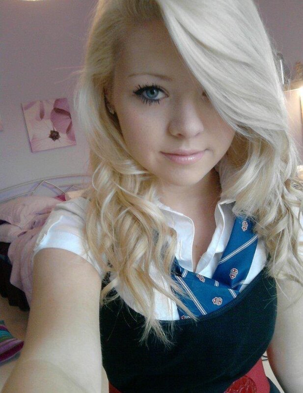 blonde woman in school uniform