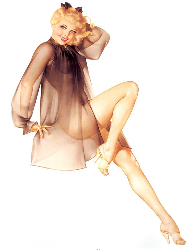 Blonde Woman in Sheer Dress — Brown