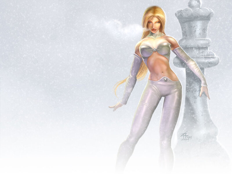 Blonde Woman in Silver Suit — White, Cold