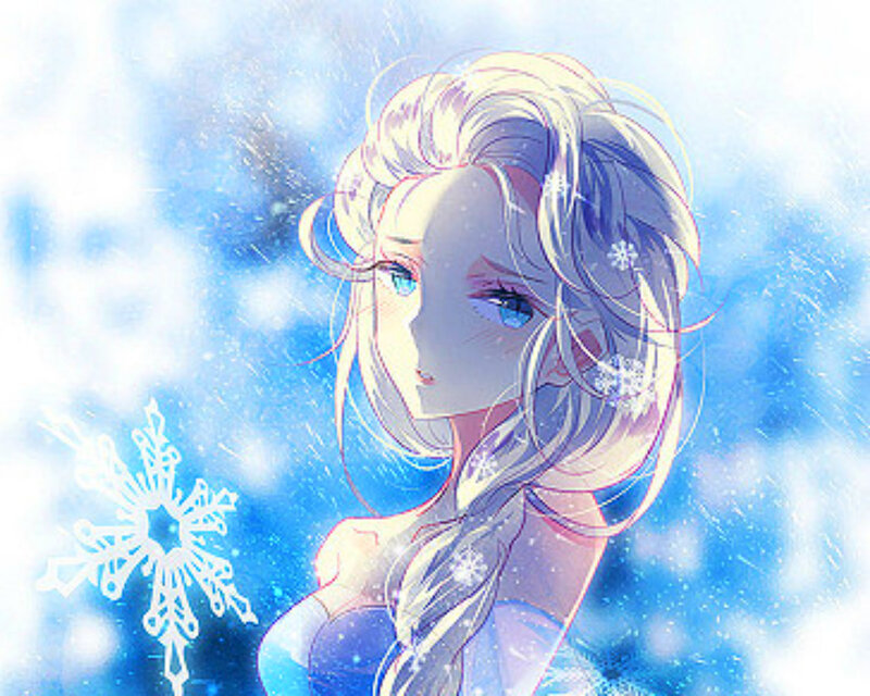 Blonde Woman in Snow — Blue