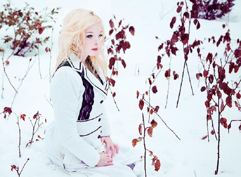 Blonde Woman in Snow — White