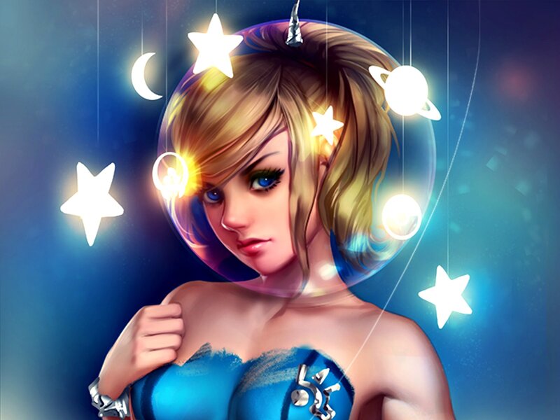 Blonde Woman in Space — Blue, Fantasy