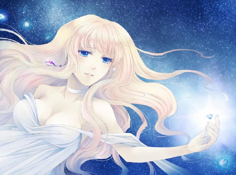 Blonde Woman in Space — Blue