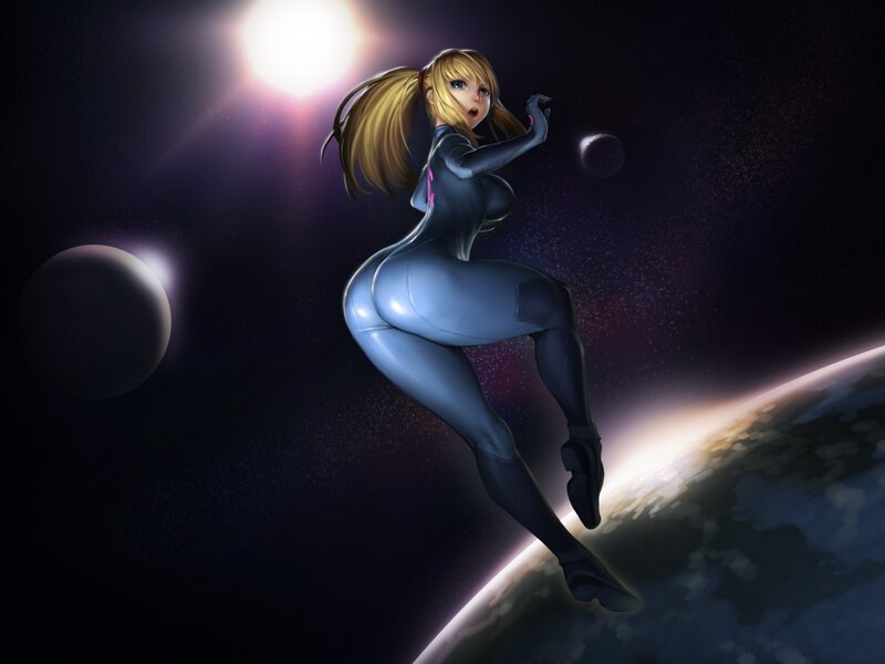 Blonde Woman in Space Suit