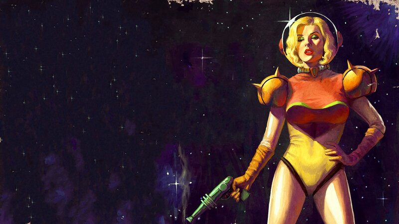 Blonde Woman in Spacesuit