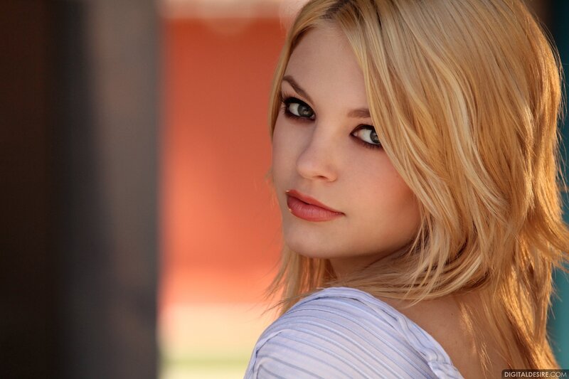 Blonde Woman in Striped Shirt — Calm, Afternoon, Photograph, Striped Shirt