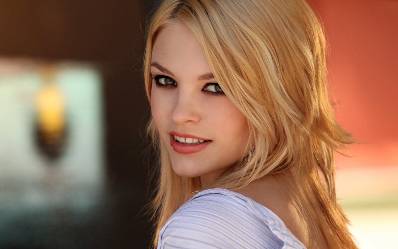 Blonde Woman in Striped Shirt — Calm, Afternoon