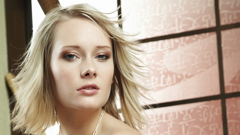 Blonde Woman in Studio — Calm, Photograph, Necklace