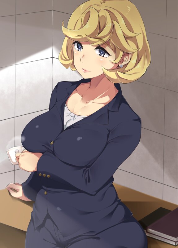 Blonde Woman in Suit — Blue, Calm