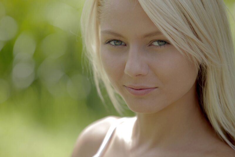 blonde woman in sunlight