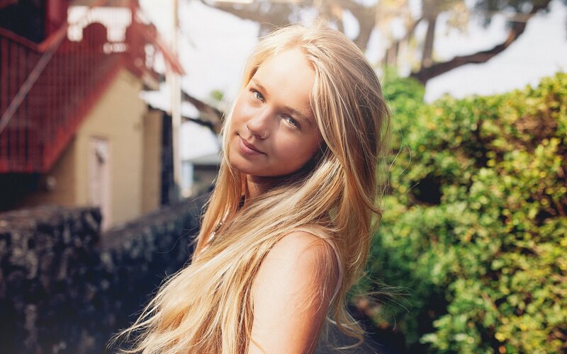 blonde woman in sunlight