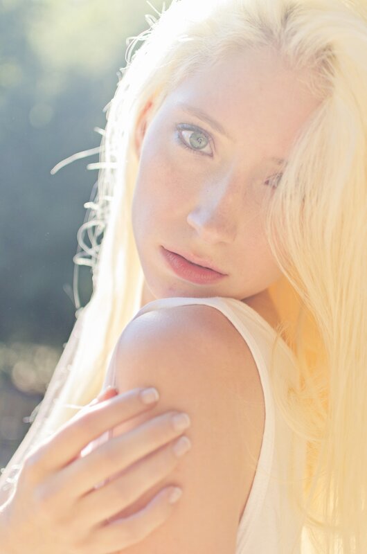blonde woman in sunlight