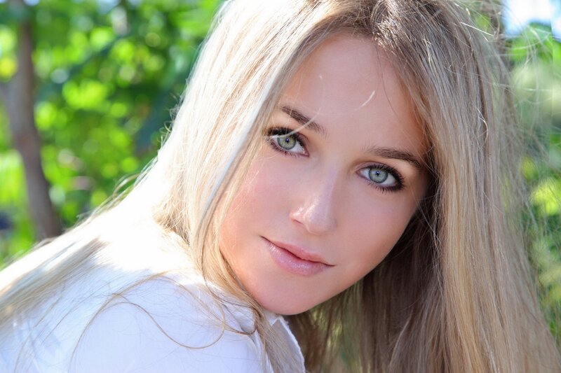 blonde woman in sunlight