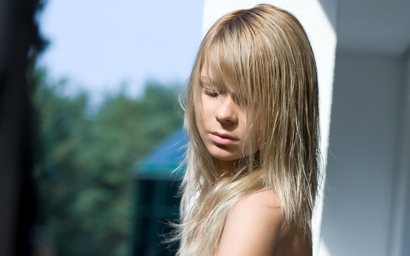 Blonde Woman in Sunlight — Serene, Afternoon, Photograph