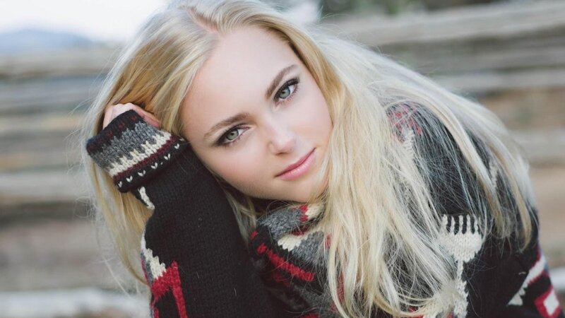 Blonde Woman in Sweater — Black