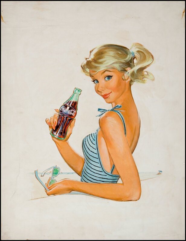 Blonde Woman in Swimsuit — Blue, Relaxed, Summer