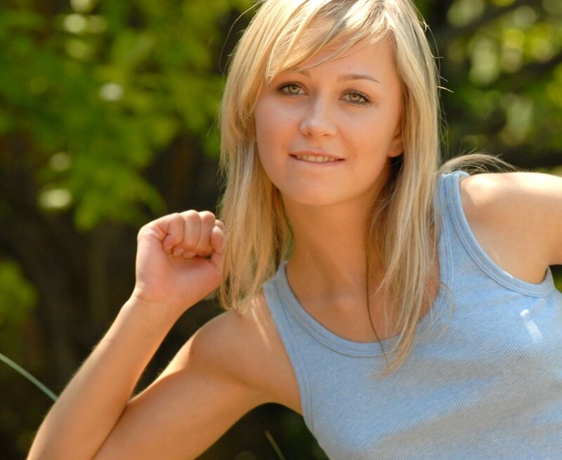blonde woman in tank top