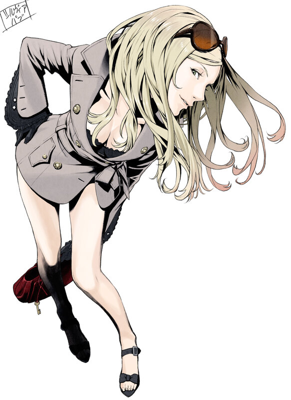 blonde woman in trench coat