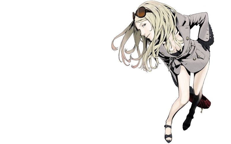 blonde woman in trench coat
