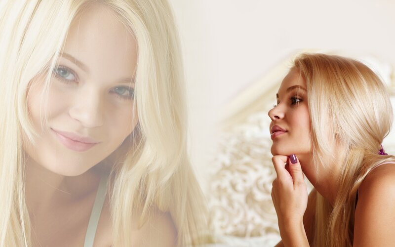 blonde woman in two poses