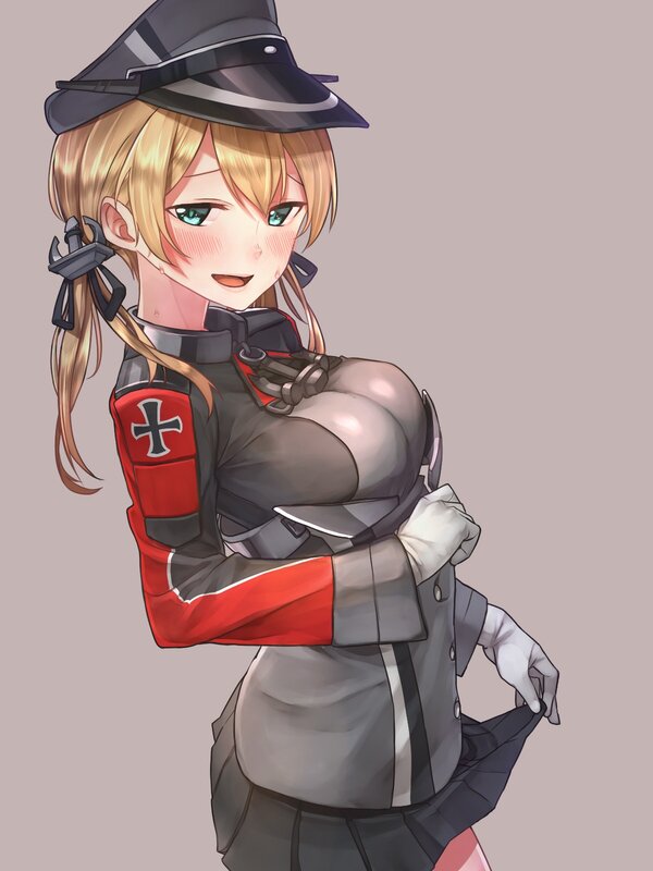 Blonde Woman in Uniform — Gray, Neutral