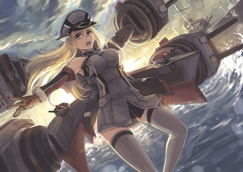 Blonde Woman in Uniform — Gray
