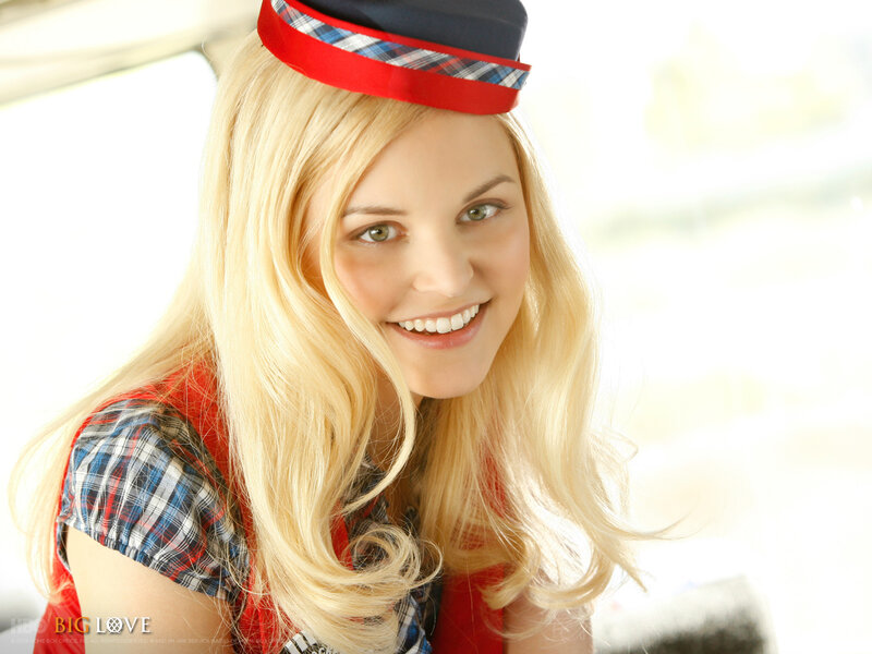 Blonde Woman in Uniform — Red