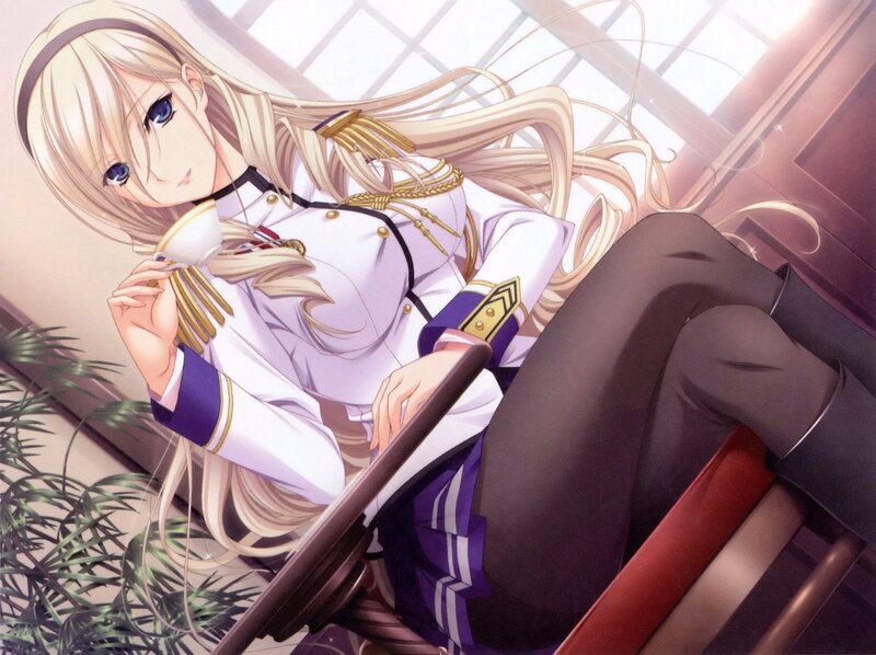 Blonde Woman in Uniform — White