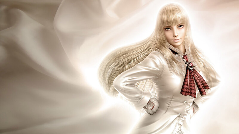 Blonde Woman in White Dress — Dramatic