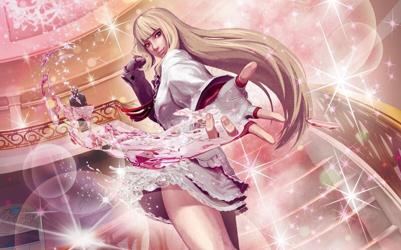 Blonde Woman in White Dress — Pink, Dramatic, Energetic