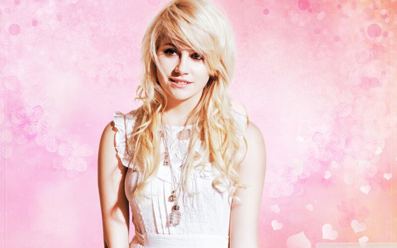 Blonde Woman in White Dress — Pink, Dreamy