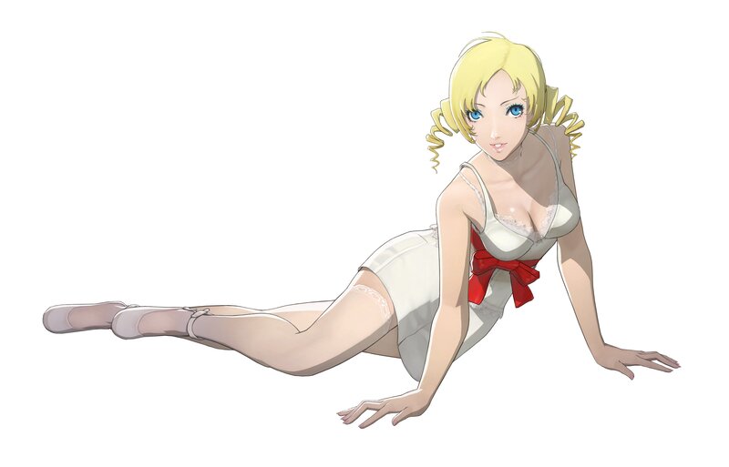 Blonde Woman in White Dress — Playful, Anime