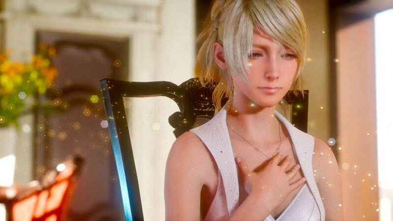 Blonde Woman in White Dress — Serene, Afternoon, 3d Render