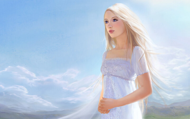 Blonde Woman in White Dress — Serene, Afternoon