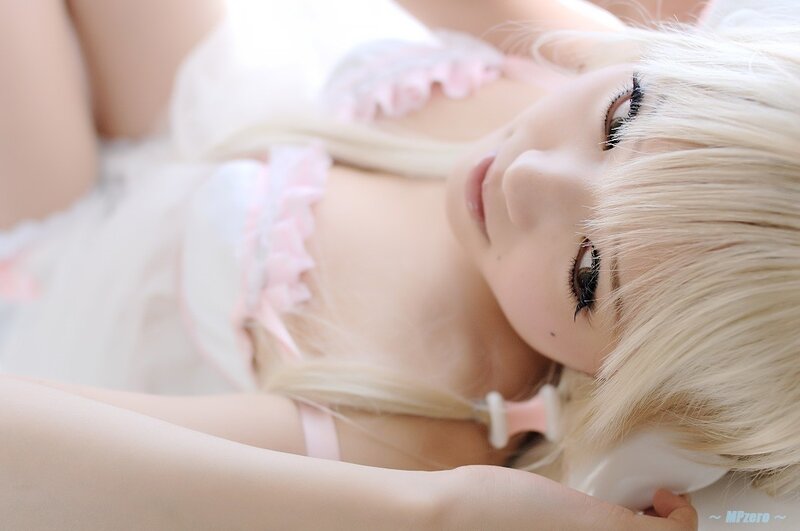 Blonde Woman in White Dress — Serene, Photograph, Hair