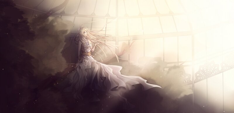 Blonde Woman in White Dress — Serene, Sunset