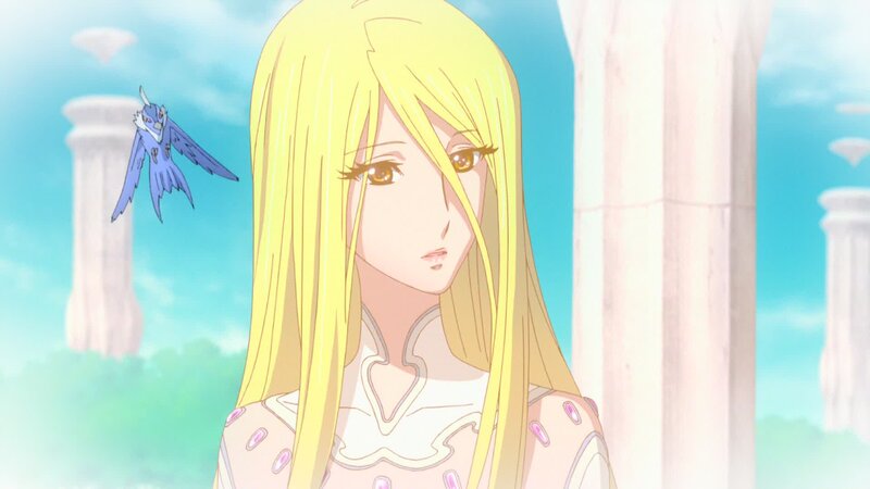 Blonde Woman in White Dress — Yellow, Serene