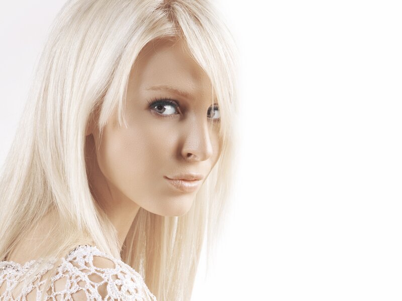 blonde woman in white lace