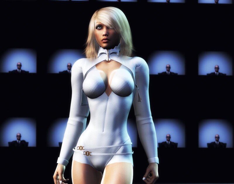 Blonde Woman in White Suit — Dramatic