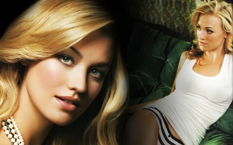 blonde woman in white top