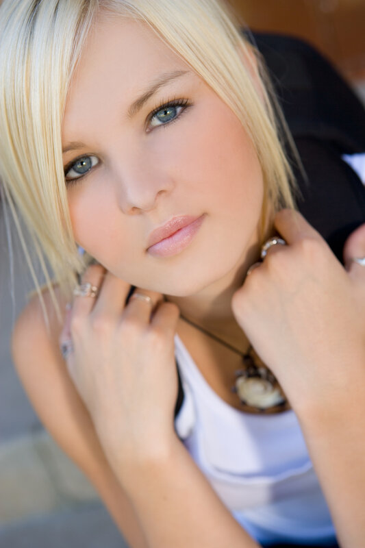 Blonde Woman in White Top — Calm