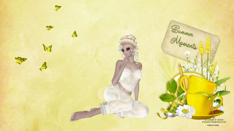 Blonde Woman in White — Yellow