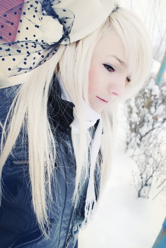 blonde woman in winter