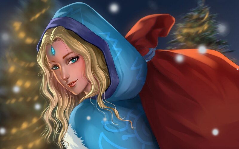 Blonde Woman in Winter Cloak