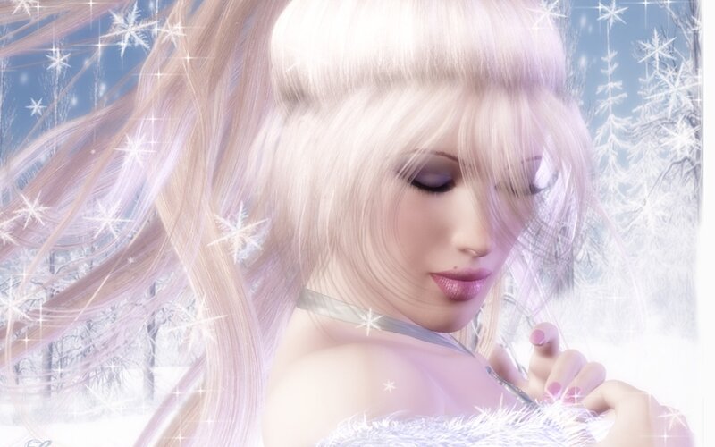 blonde woman in winter scene