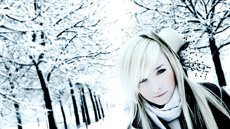 Blonde Woman in Winter — White