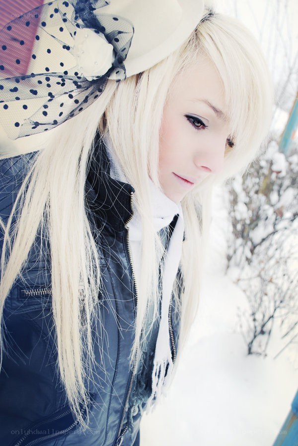 Blonde woman in winter