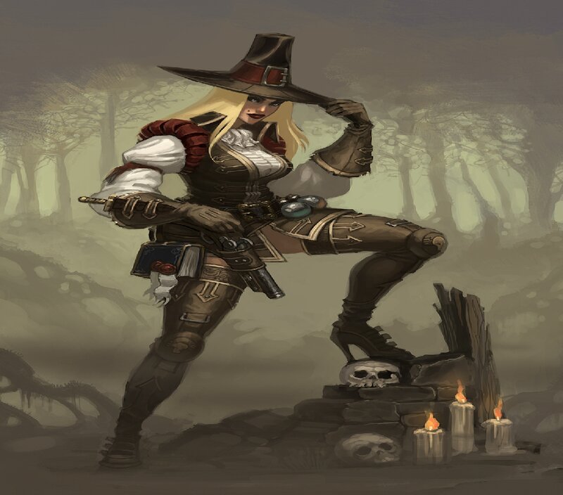 Blonde Woman in Witch Hat