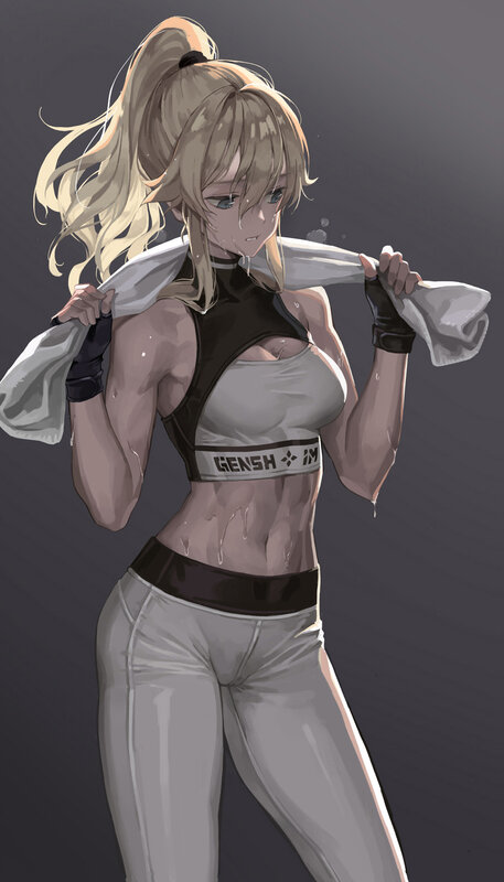 Blonde Woman in Workout Clothes
